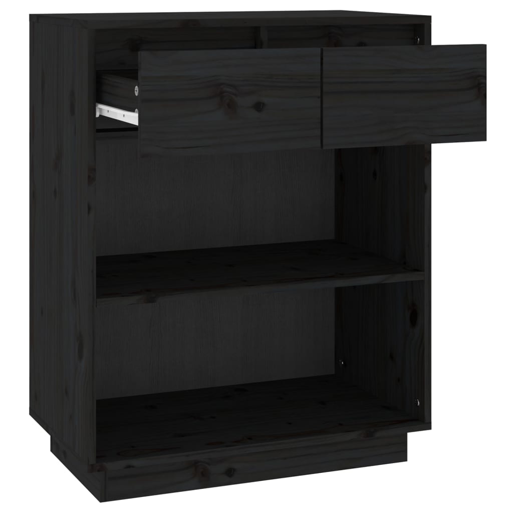 Armoire console Noir 60x34x75 cm Bois de pin solide - Buffets & bahuts