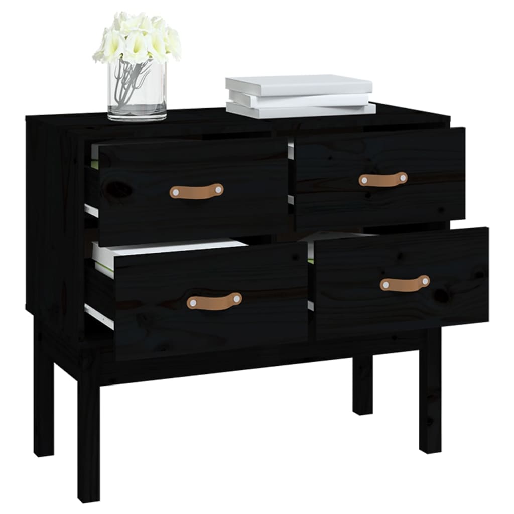 Armoire console Noir 90x40x78 cm Bois de pin solide - Buffets & bahuts
