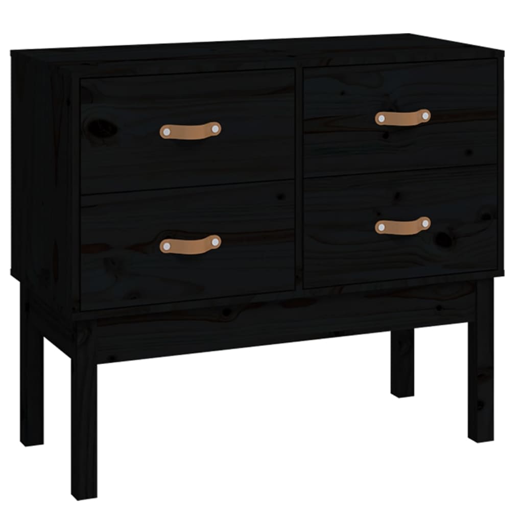 Armoire console Noir 90x40x78 cm Bois de pin solide - Buffets & bahuts