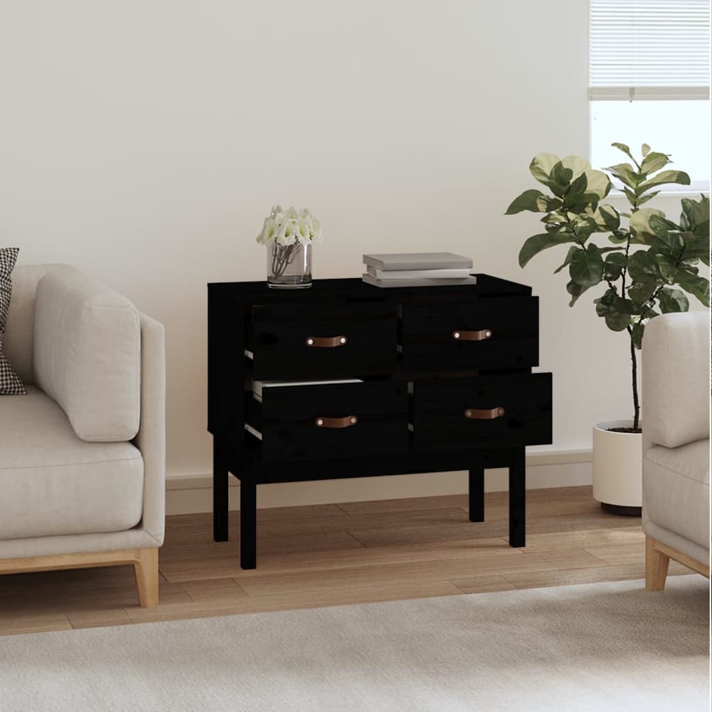 Armoire console Noir 90x40x78 cm Bois de pin solide - Buffets & bahuts
