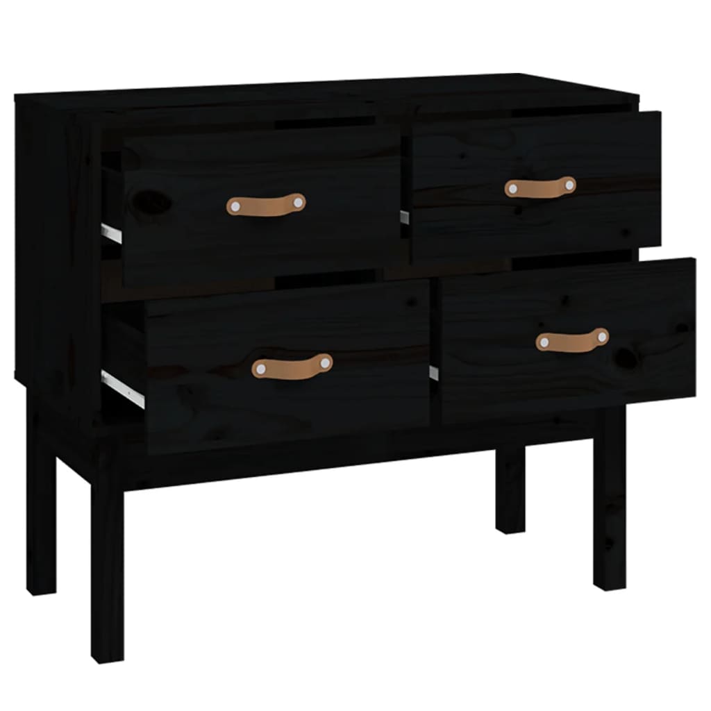 Armoire console Noir 90x40x78 cm Bois de pin solide - Buffets & bahuts