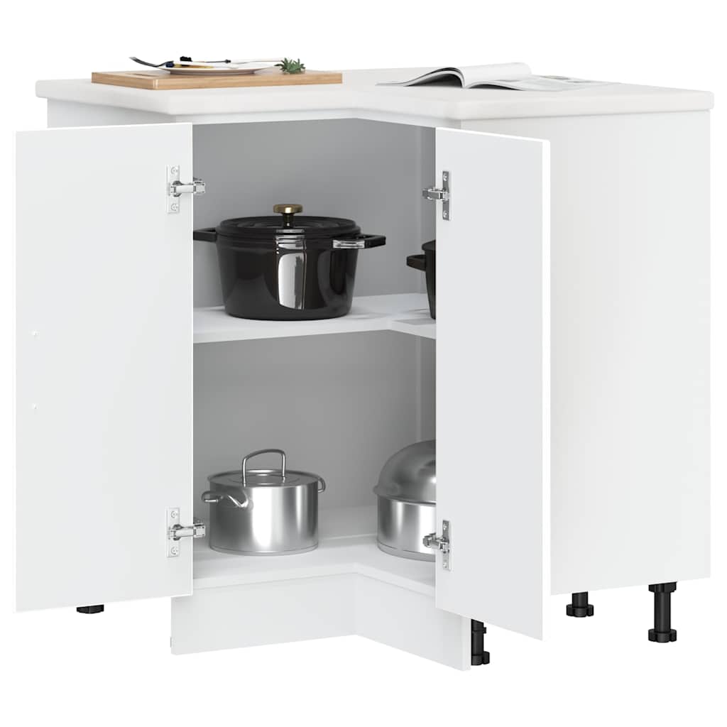 Armoire d’angle de cuisine Kalmar blanc bois d’ingénierie - Meubles de cuisine