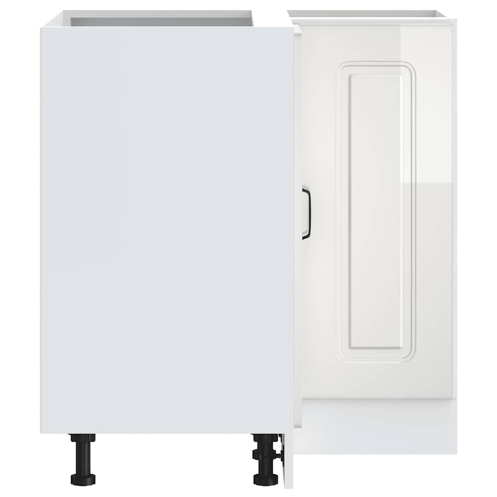 Armoire d’angle de cuisine Kalmar blanc brillant - Meubles de cuisine