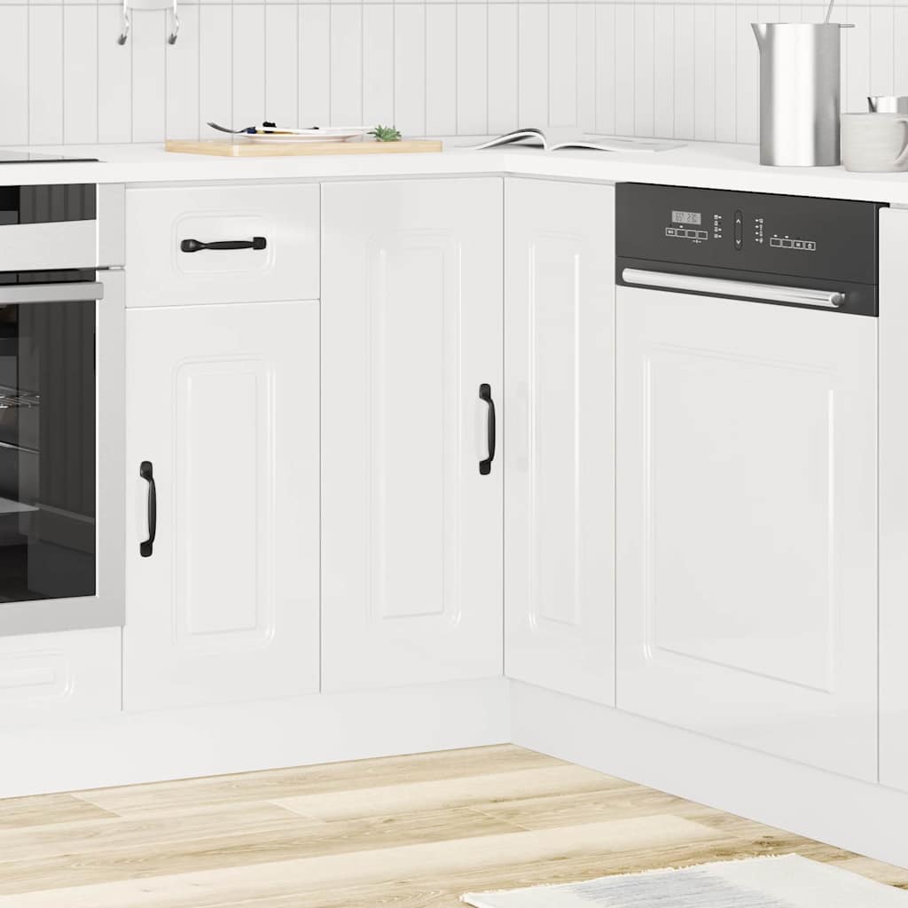 Armoire d’angle de cuisine Kalmar blanc brillant - Meubles de cuisine