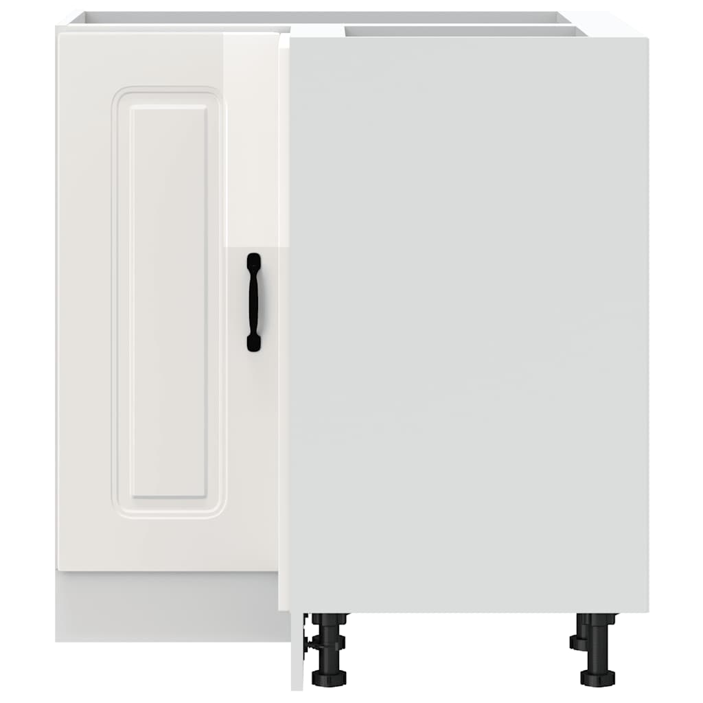 Armoire d’angle de cuisine Kalmar blanc brillant - Meubles de cuisine