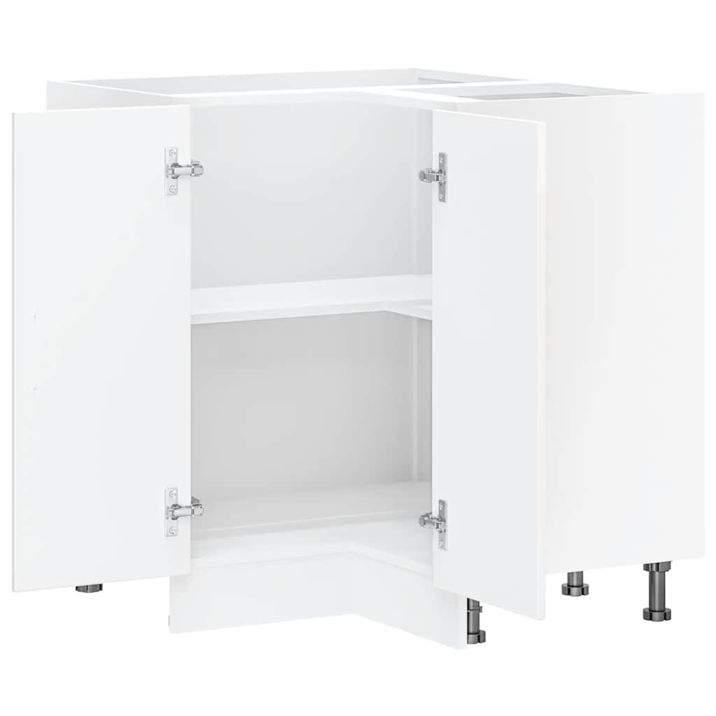 Armoire d’angle de cuisine Kalmar blanc brillant - Meubles de cuisine