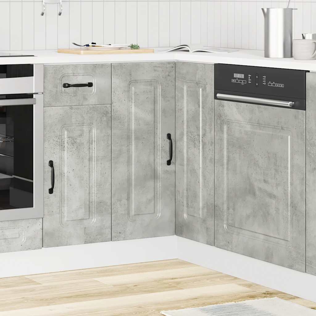 Armoire d’angle de cuisine Kalmar gris béton bois d’ingénierie - Meubles de cuisine
