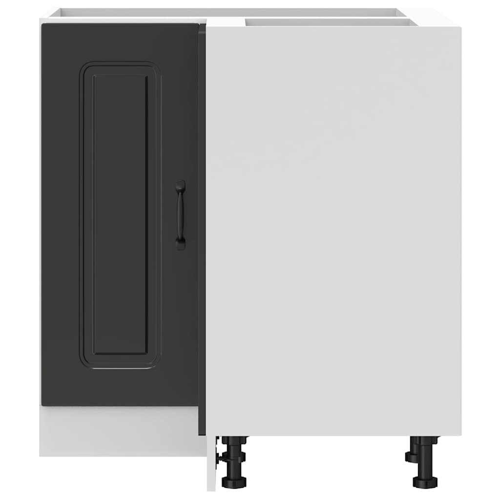 Armoire d’angle de cuisine Kalmar noir bois d’ingénierie - Meubles de cuisine