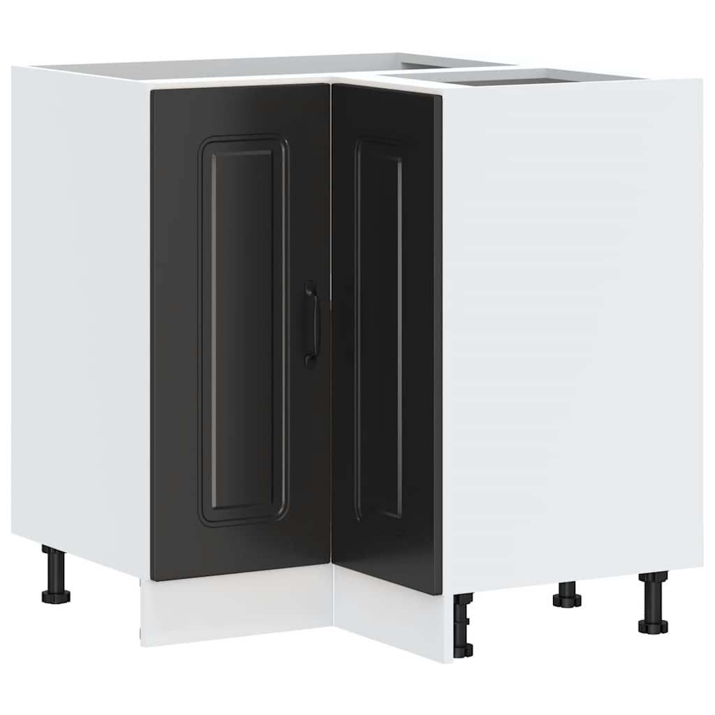 Armoire d’angle de cuisine Kalmar noir bois d’ingénierie - Meubles de cuisine