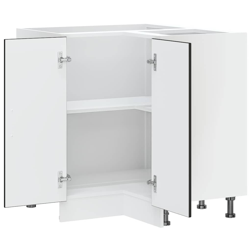 Armoire d’angle de cuisine Kalmar noir bois d’ingénierie - Meubles de cuisine
