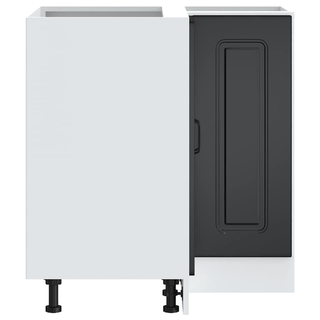Armoire d’angle de cuisine Kalmar noir bois d’ingénierie - Meubles de cuisine