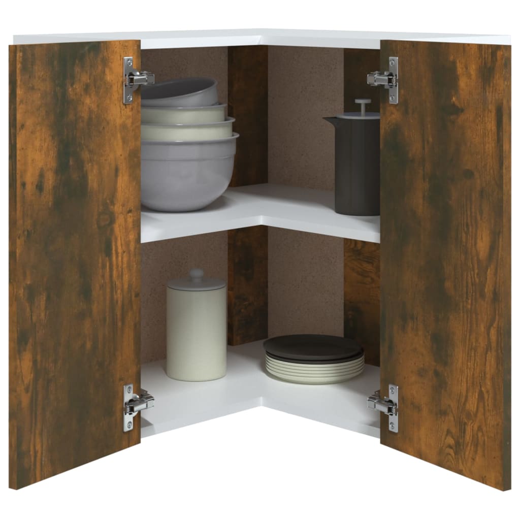 Armoire d’angle suspendue Chêne fumé Bois d’ingénierie - Meubles de cuisine