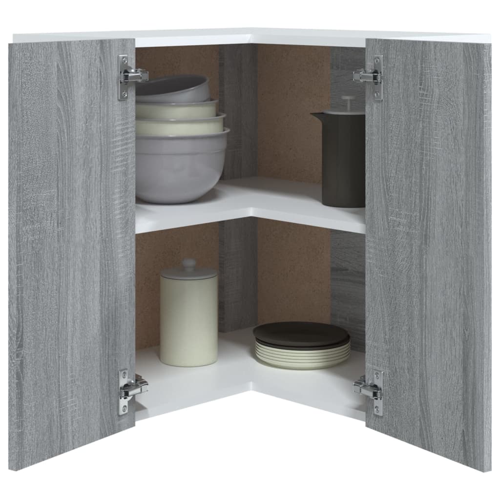 Armoire d’angle suspendue Sonoma gris Bois d’ingénierie - Meubles de cuisine