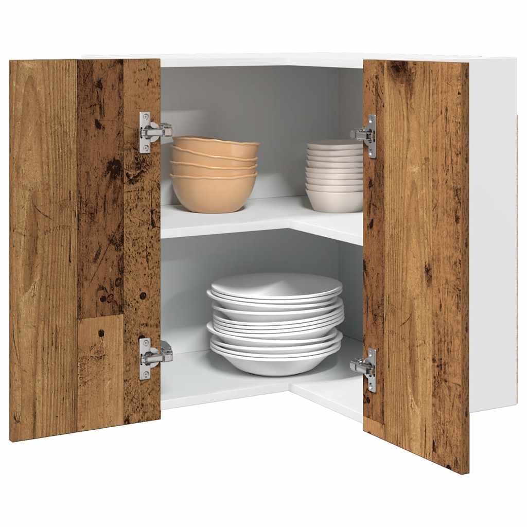 Armoire d’angle suspendue vieux bois 57x57x60cm bois ingénierie - Meubles de cuisine