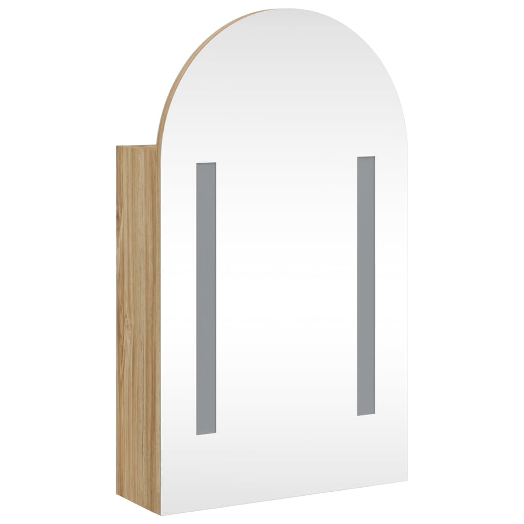 Armoire de bain à miroir avec LED arquée chêne 42x13x70 cm - Meubles-lavabos de salle de bains