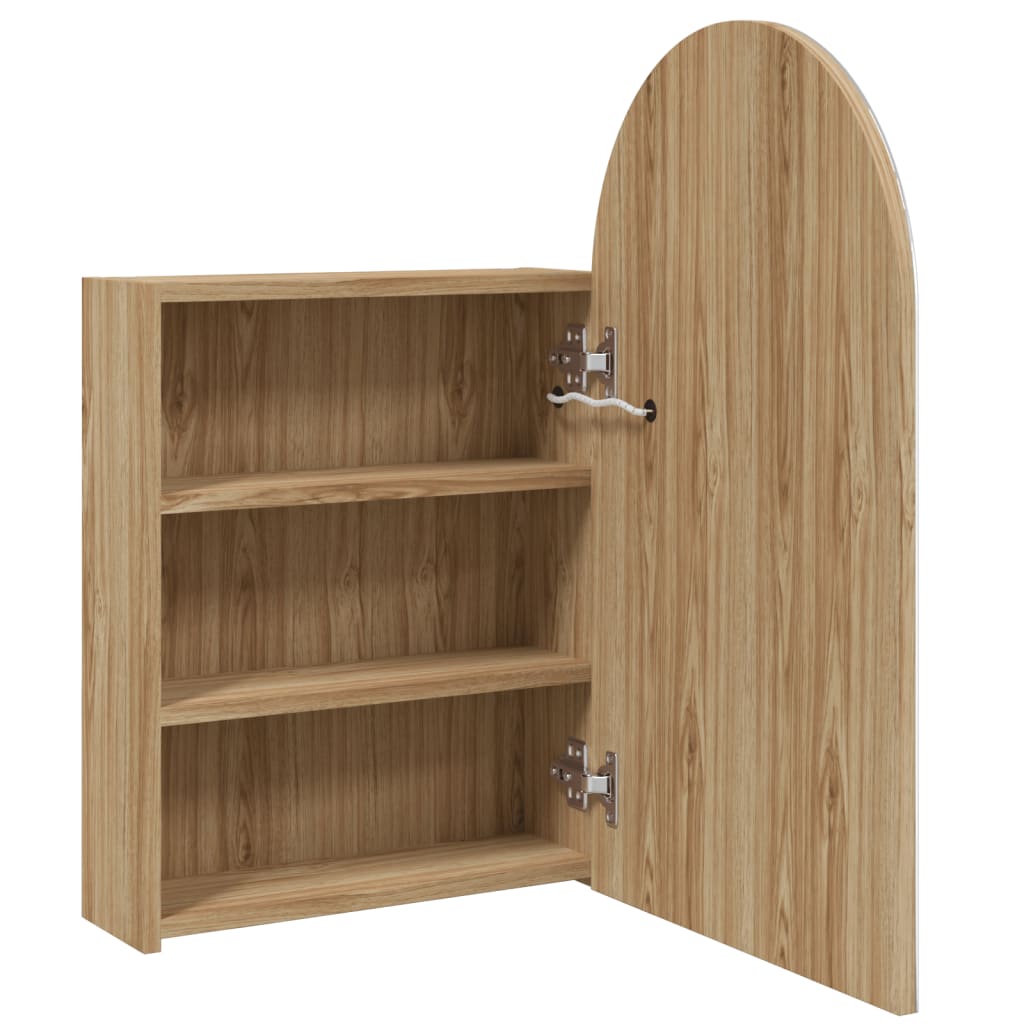Armoire de bain à miroir avec LED arquée chêne 42x13x70 cm - Meubles-lavabos de salle de bains