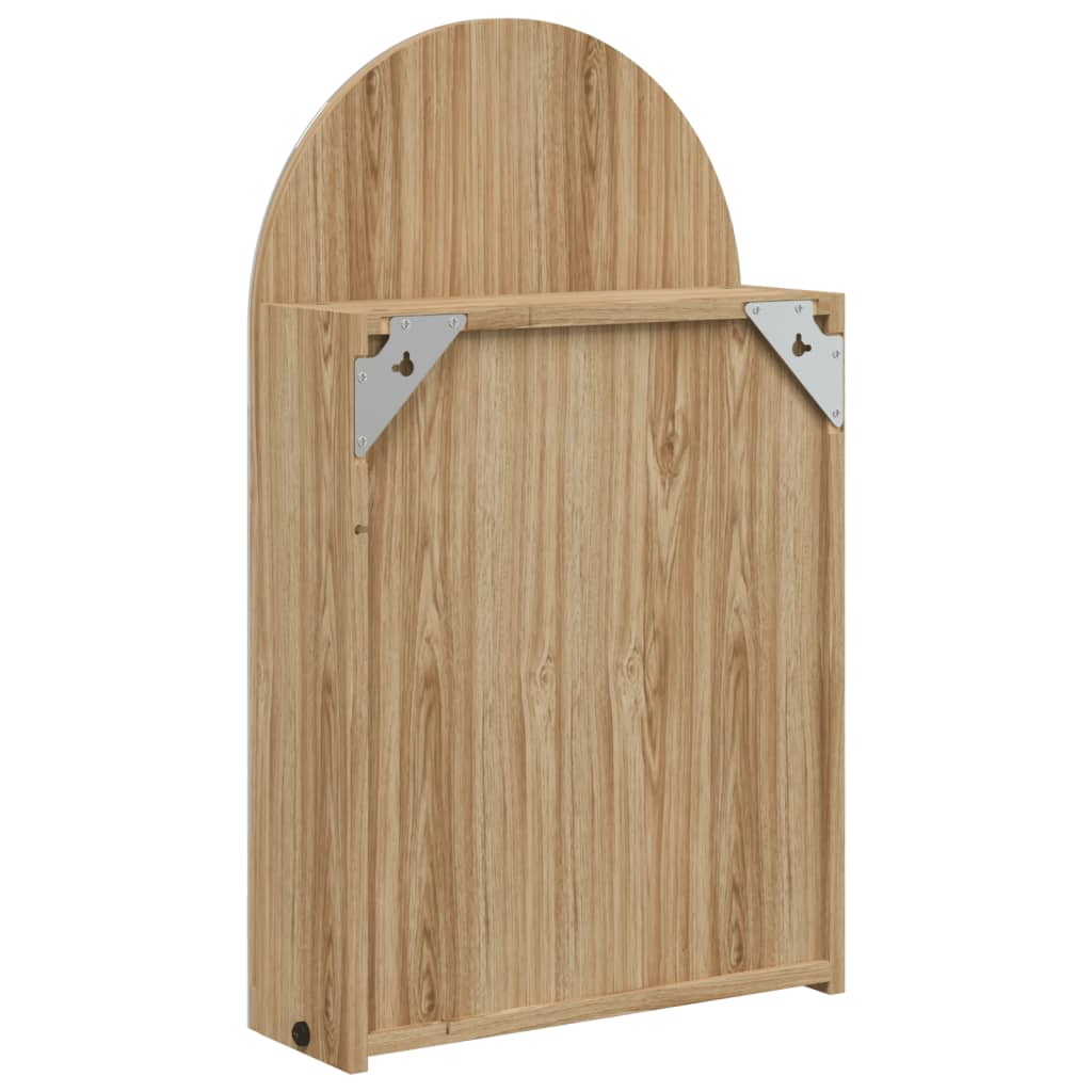 Armoire de bain à miroir avec LED arquée chêne 42x13x70 cm - Meubles-lavabos de salle de bains