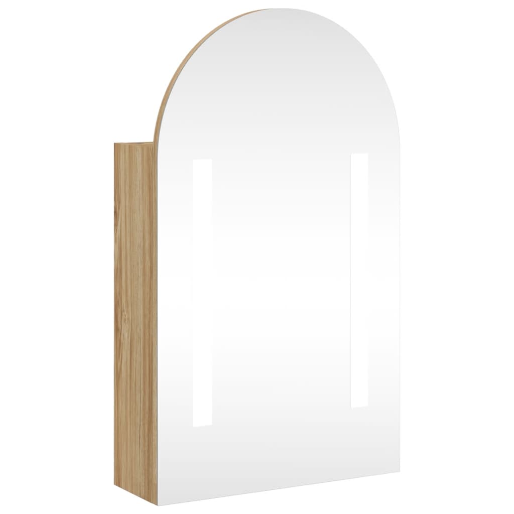 Armoire de bain à miroir avec LED arquée chêne 42x13x70 cm - Meubles-lavabos de salle de bains