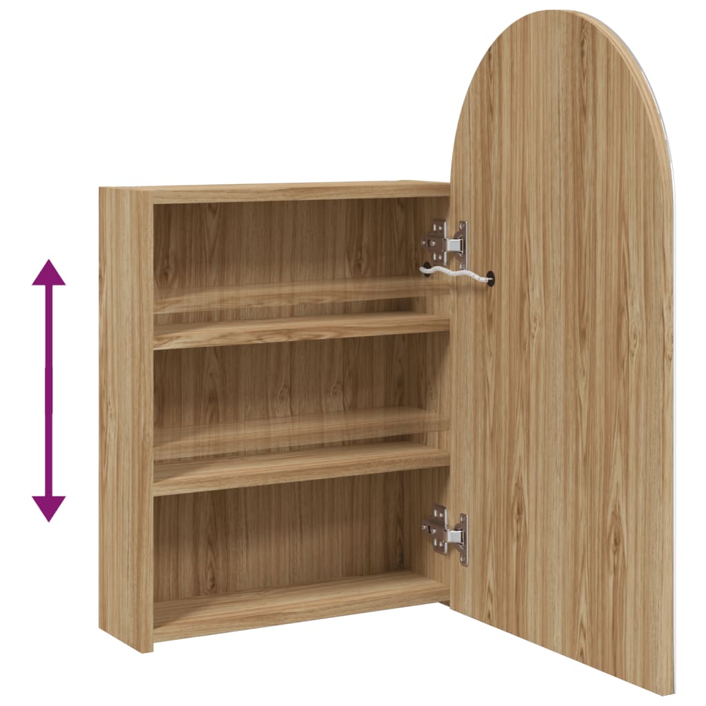 Armoire de bain à miroir avec LED arquée chêne 42x13x70 cm - Meubles-lavabos de salle de bains