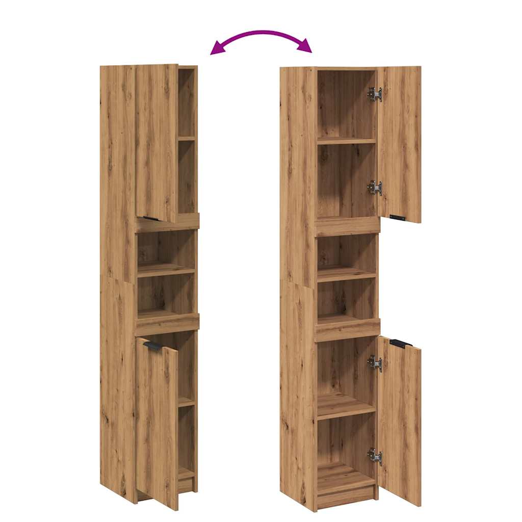 Armoire de bain chêne artisanal 32x34x188,5cm bois d’ingénierie - Meubles-lavabos de salle de bains
