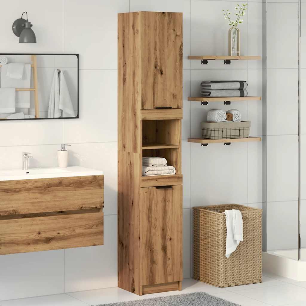 Armoire de bain chêne artisanal 32x34x188,5cm bois d’ingénierie - Meubles-lavabos de salle de bains