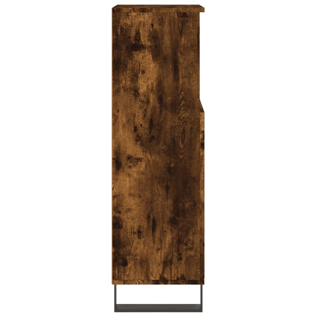 Armoire de bain chêne fumé 30x30x100 cm bois d’ingénierie - Meubles-lavabos de salle de bains