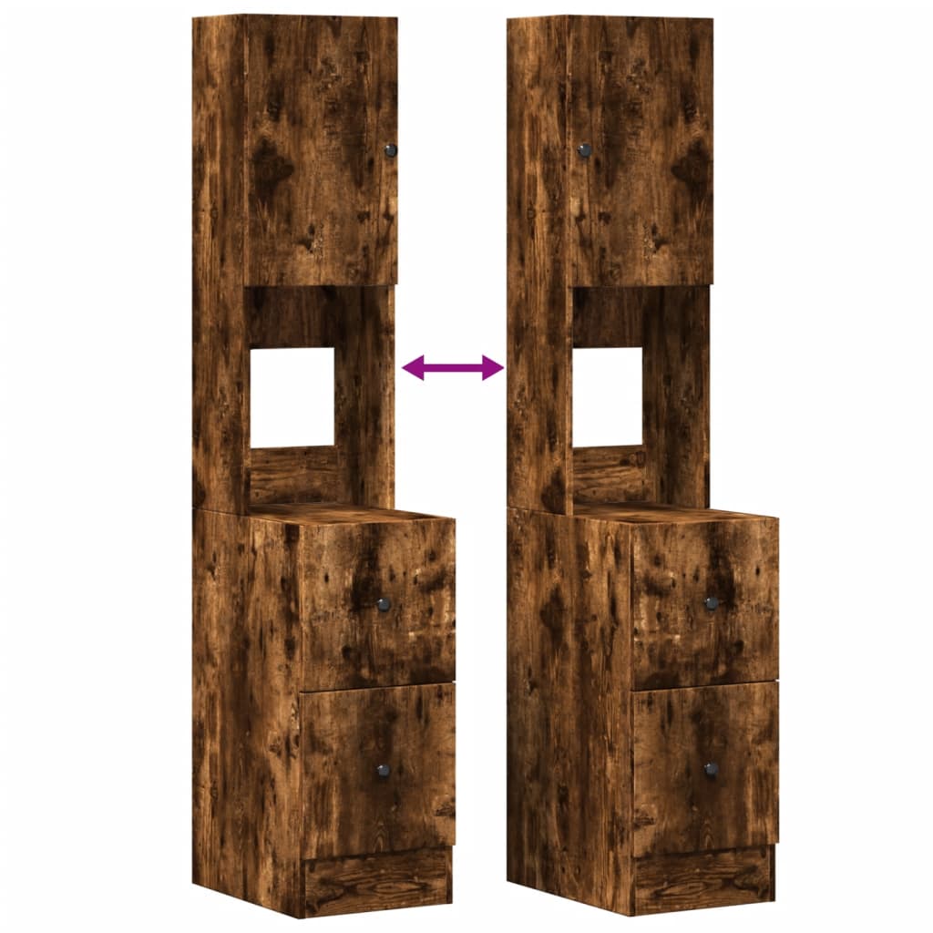 Armoire de cuisine chêne fumé 35x50x180 cm bois d’ingénierie - Meubles de cuisine