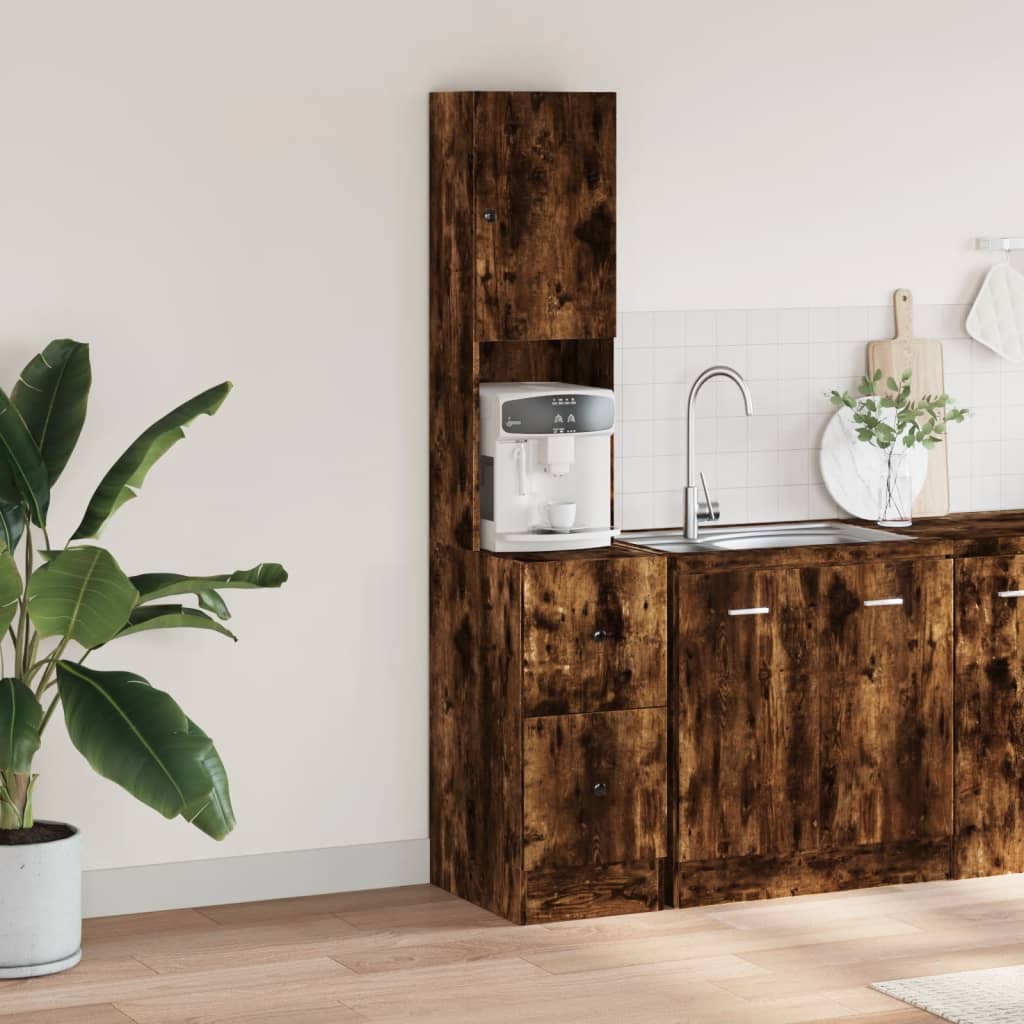 Armoire de cuisine chêne fumé 35x50x180 cm bois d’ingénierie - Meubles de cuisine