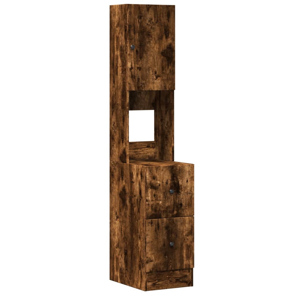 Armoire de cuisine chêne fumé 35x50x180 cm bois d’ingénierie - Meubles de cuisine