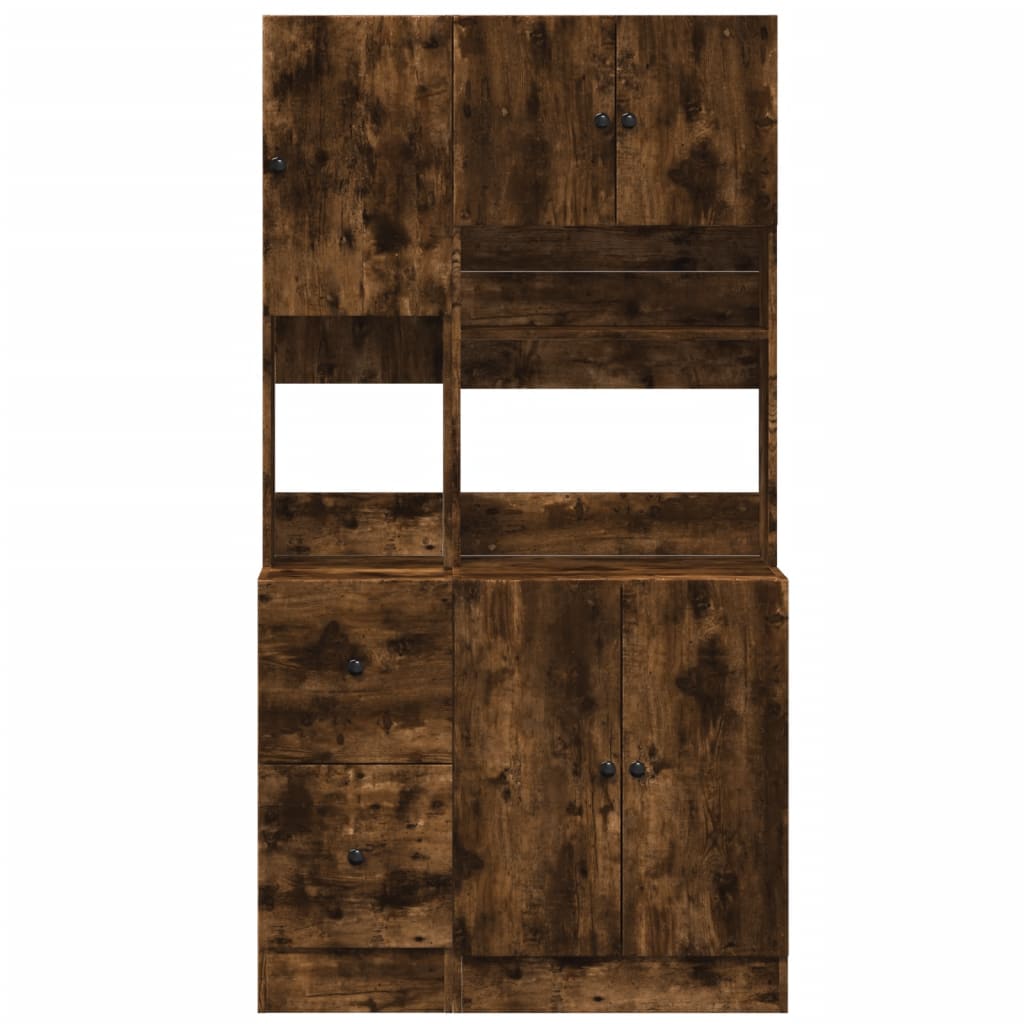 Armoire de cuisine chêne fumé 95x50x180 cm bois d’ingénierie - Meubles de cuisine