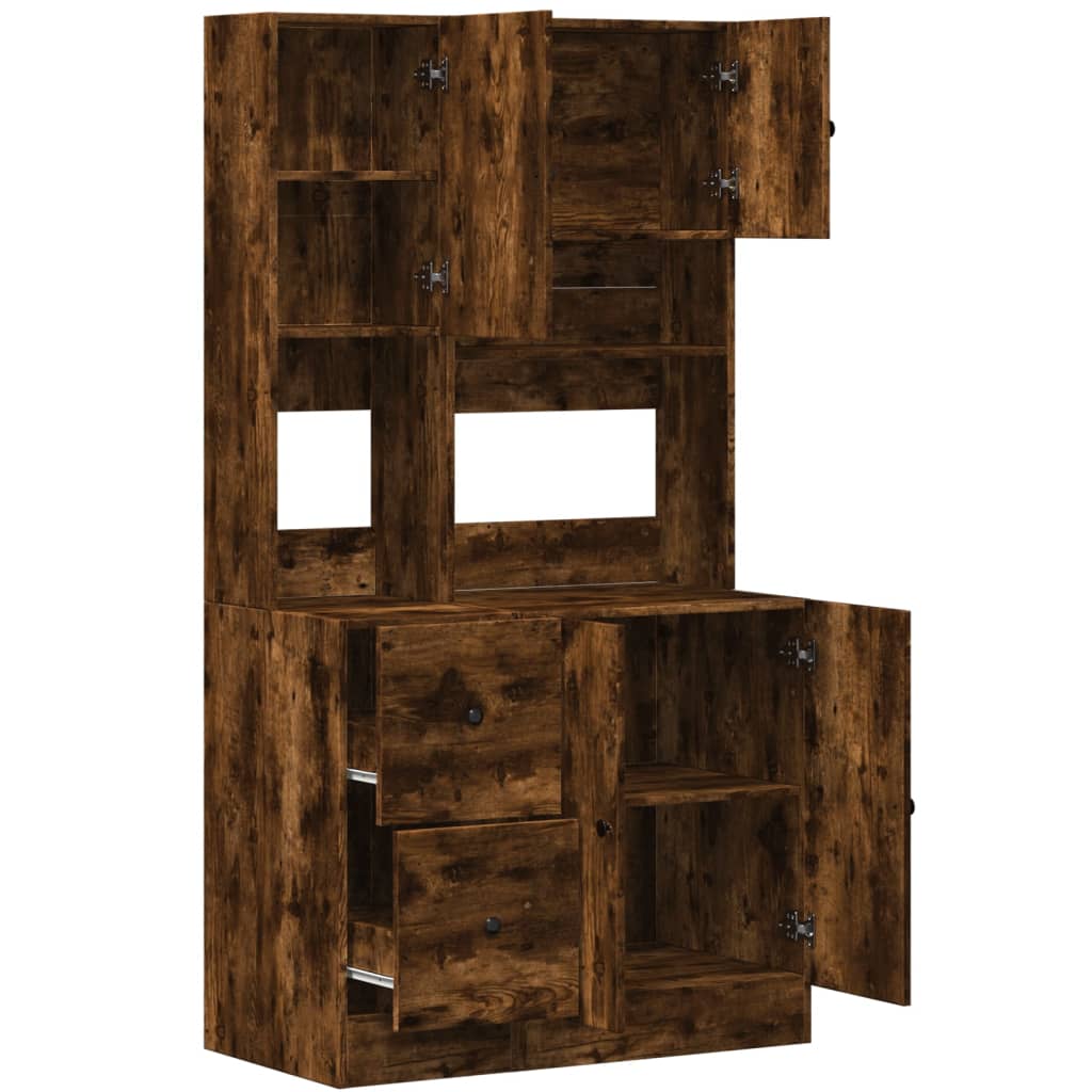 Armoire de cuisine chêne fumé 95x50x180 cm bois d’ingénierie - Meubles de cuisine