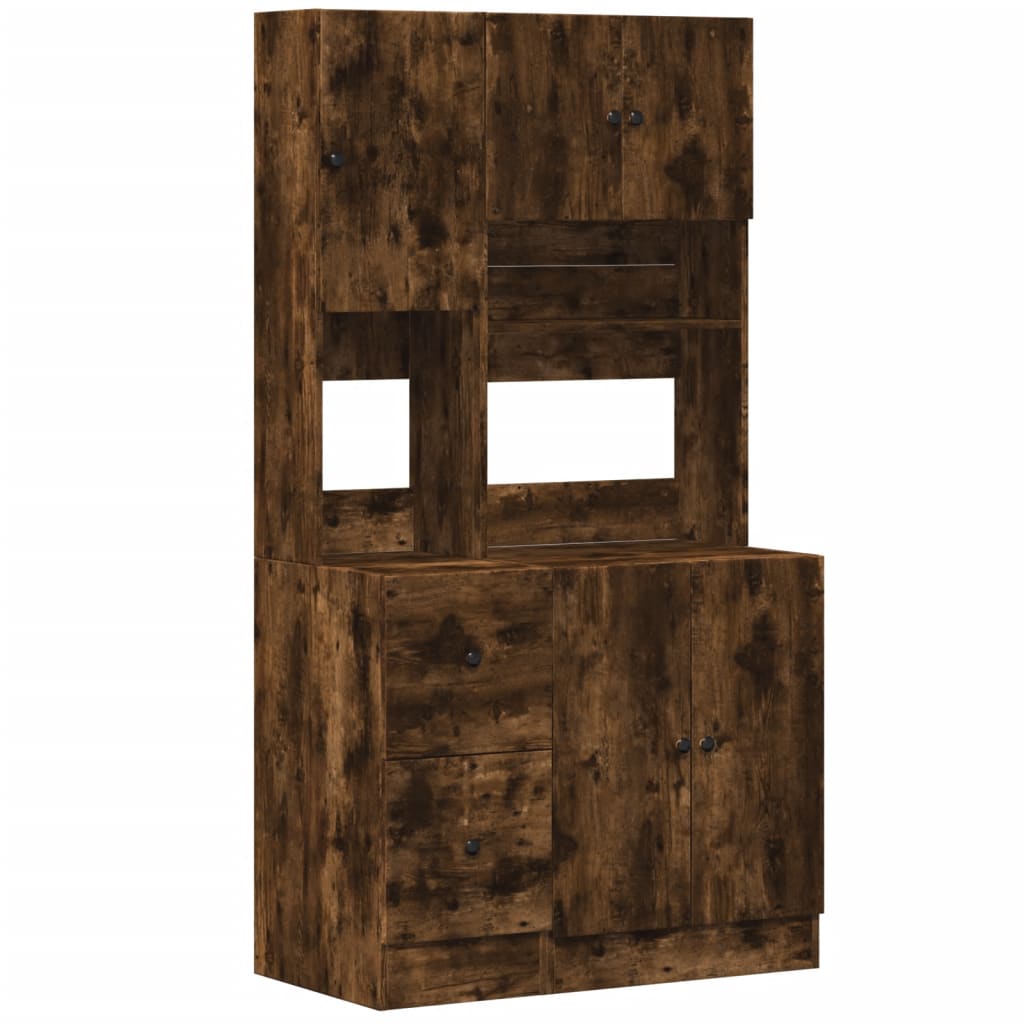 Armoire de cuisine chêne fumé 95x50x180 cm bois d’ingénierie - Meubles de cuisine