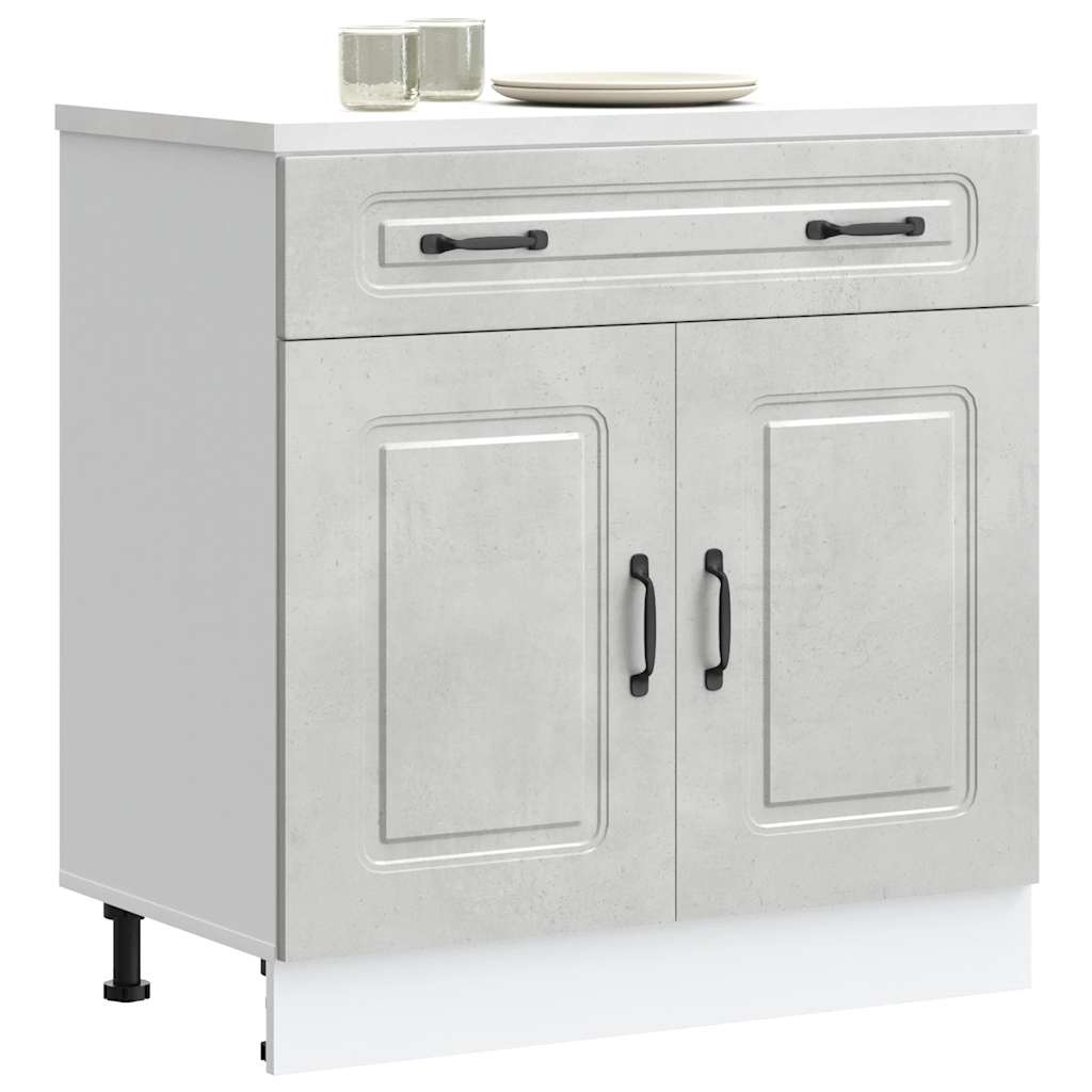Armoire de cuisine Kalmar gris béton bois d’ingénierie - Meubles de cuisine