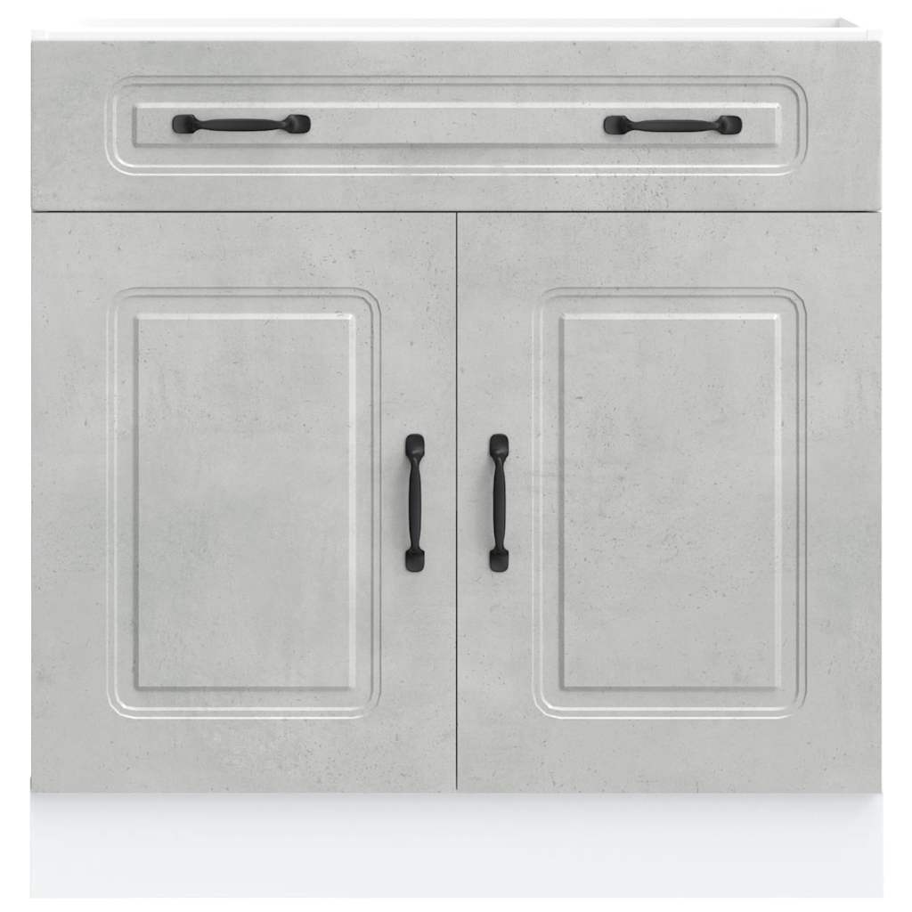 Armoire de cuisine Kalmar gris béton bois d’ingénierie - Meubles de cuisine