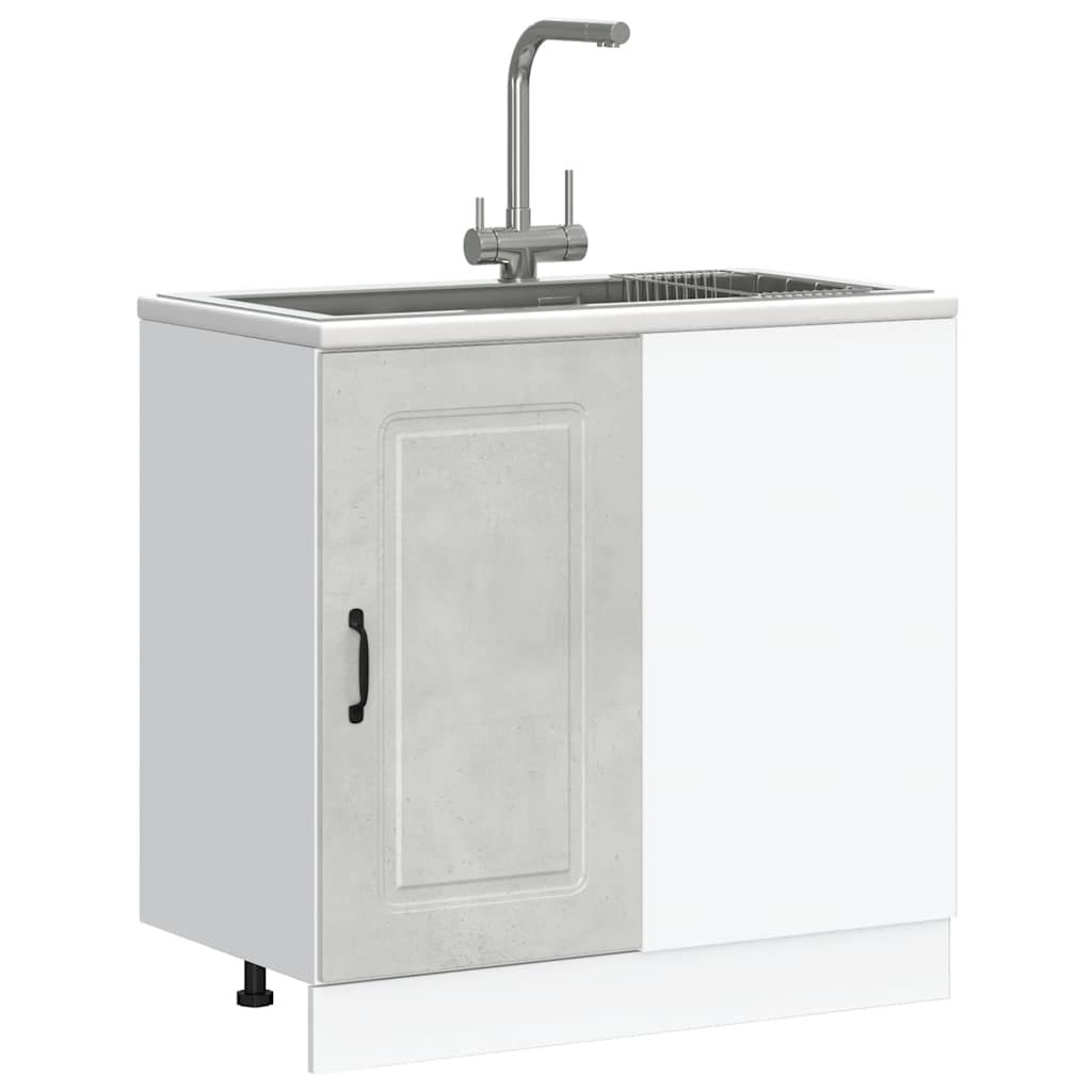 Armoire de cuisine Kalmar gris béton bois d’ingénierie - Meubles de cuisine