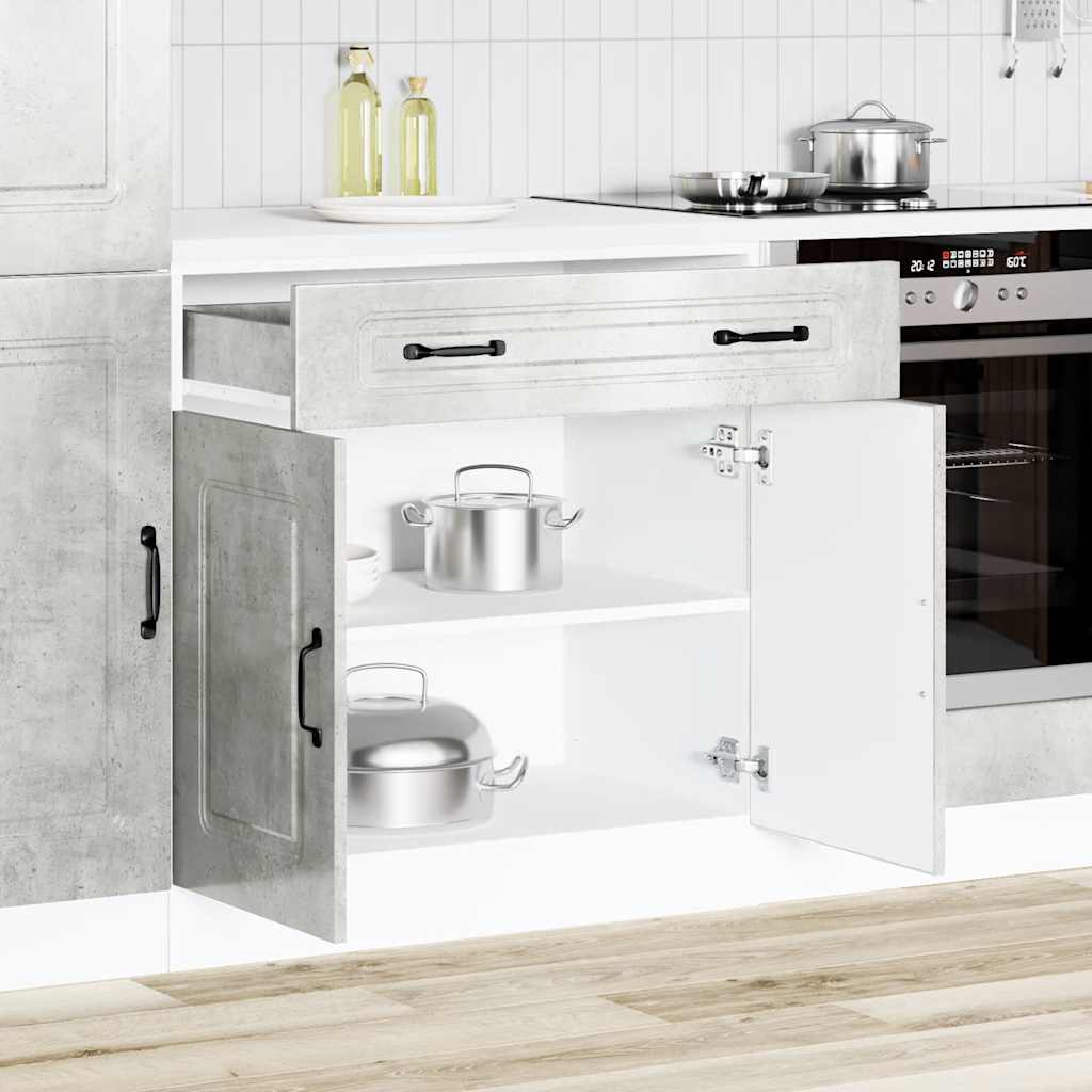 Armoire de cuisine Kalmar gris béton bois d’ingénierie - Meubles de cuisine