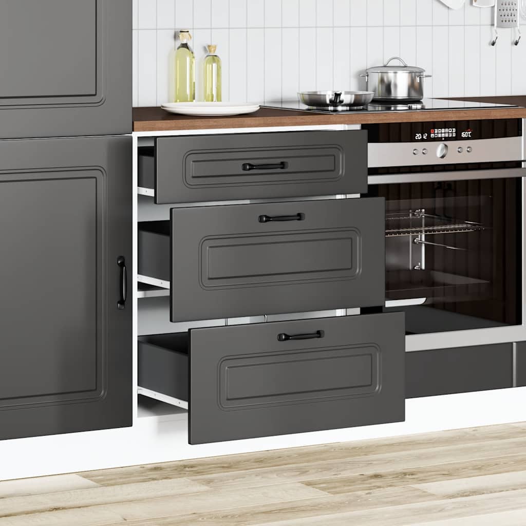 Armoire de cuisine Kalmar noir bois d’ingénierie - Meubles de cuisine