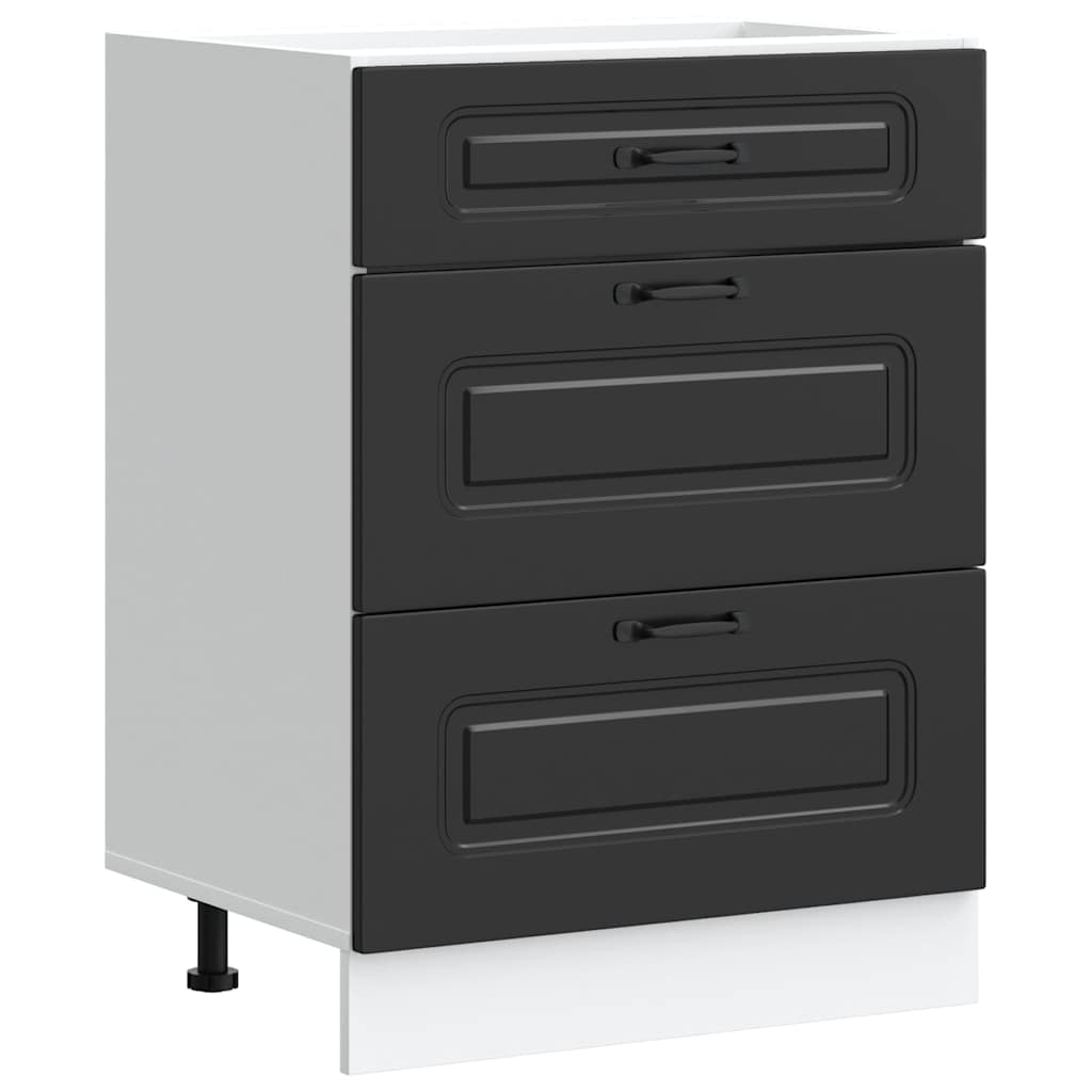 Armoire de cuisine Kalmar noir bois d’ingénierie - Meubles de cuisine