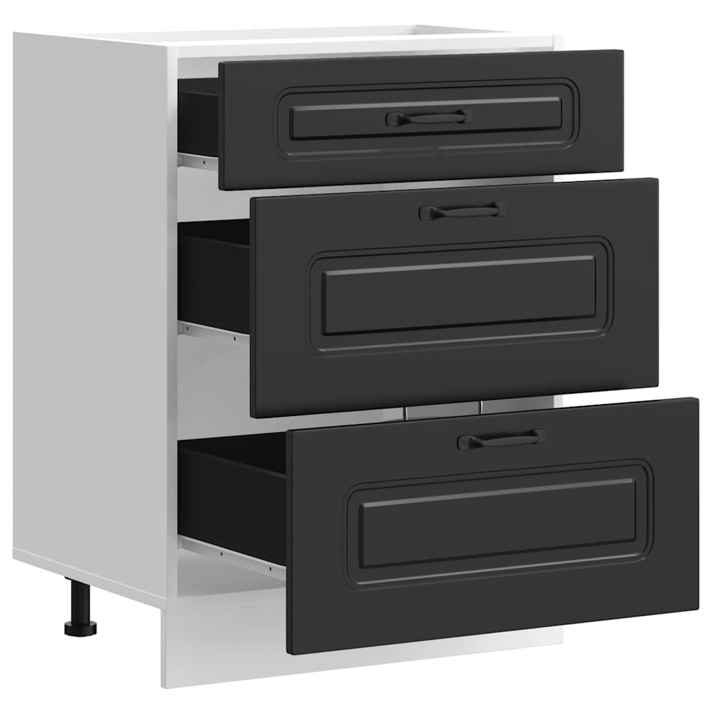 Armoire de cuisine Kalmar noir bois d’ingénierie - Meubles de cuisine