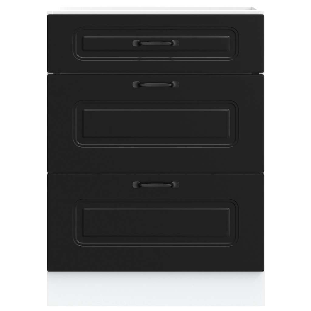Armoire de cuisine Kalmar noir bois d’ingénierie - Meubles de cuisine