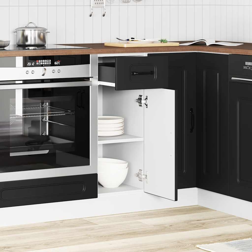 Armoire de cuisine Kalmar noir bois d’ingénierie - Meubles de cuisine