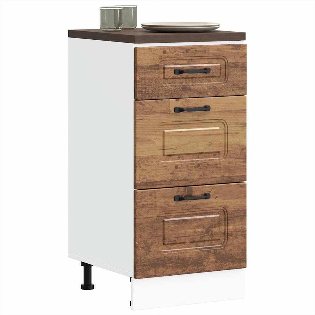 Armoire de cuisine Kalmar vieux bois bois d’ingénierie - Meubles de cuisine