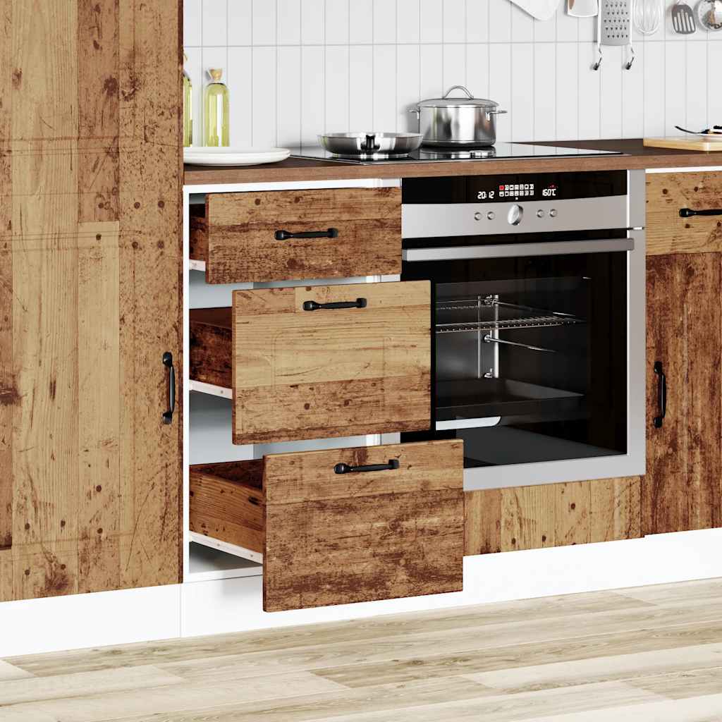Armoire de cuisine Kalmar vieux bois bois d’ingénierie - Meubles de cuisine
