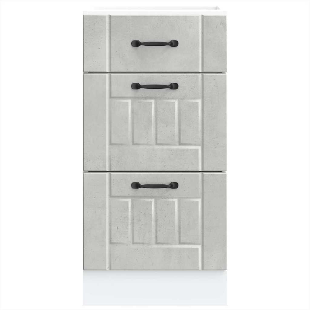 Armoire de cuisine Lucca gris béton bois ingénierie - Meubles de cuisine