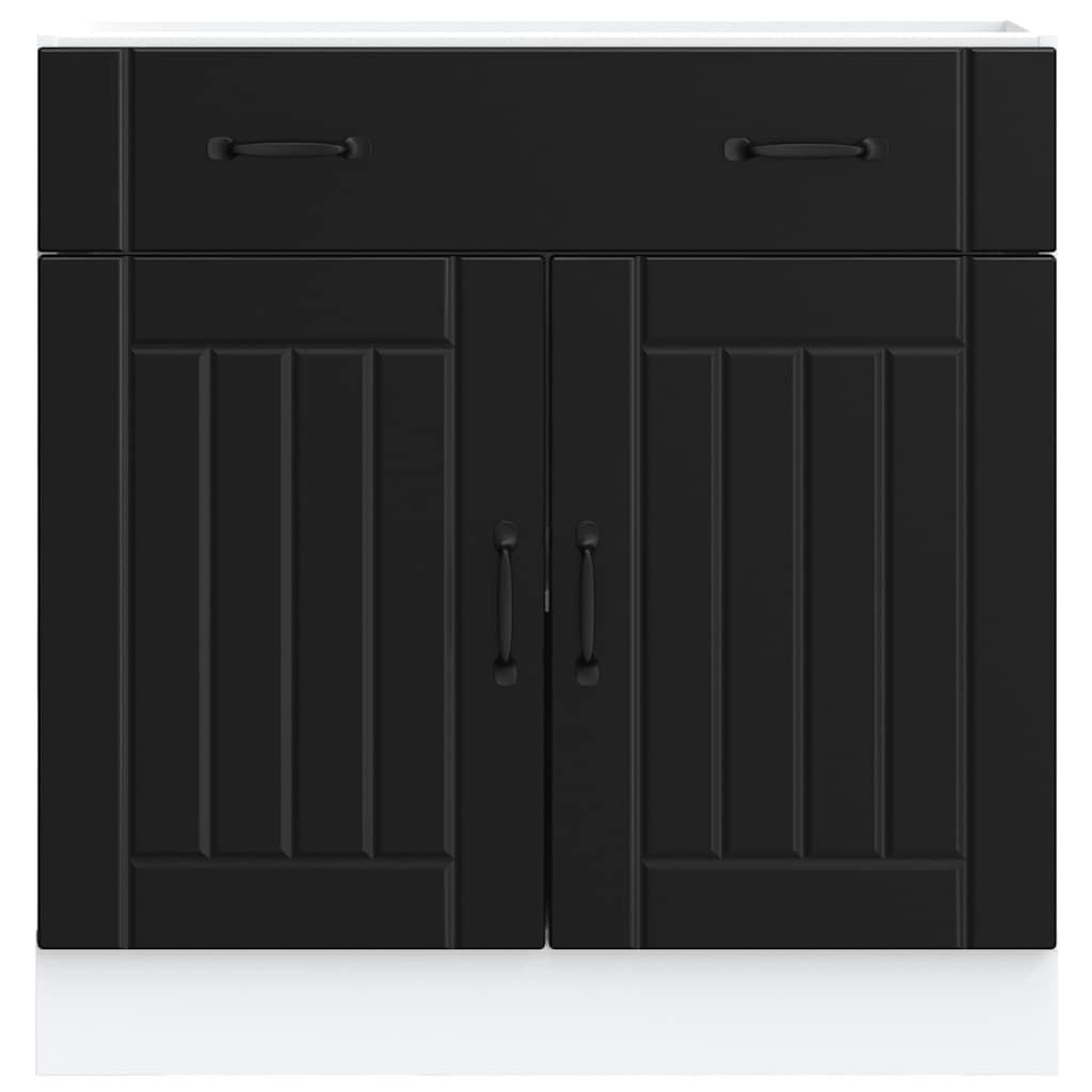 Armoire de cuisine Lucca noir bois d’ingénierie - Meubles de cuisine