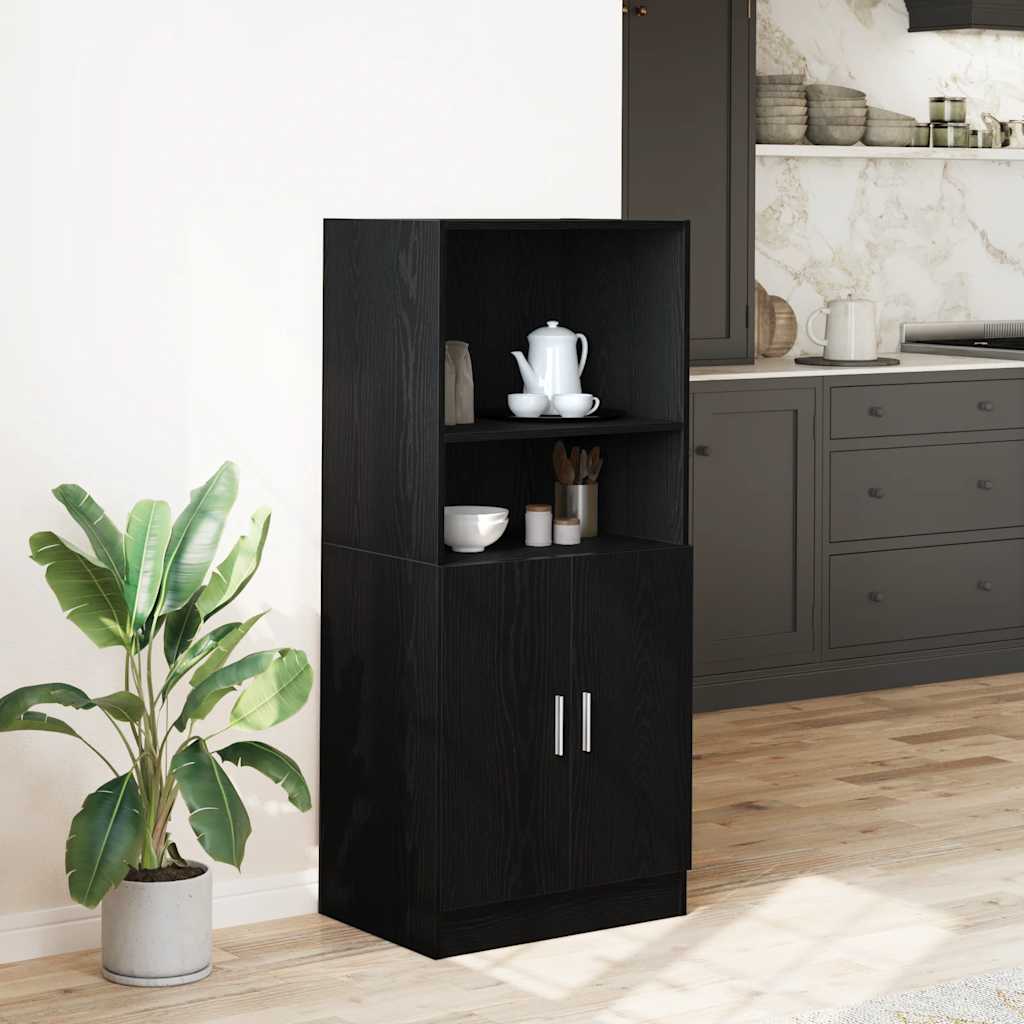 Armoire de cuisine noir 57x41,5x131,5 cm bois d’ingénierie - Meubles de cuisine