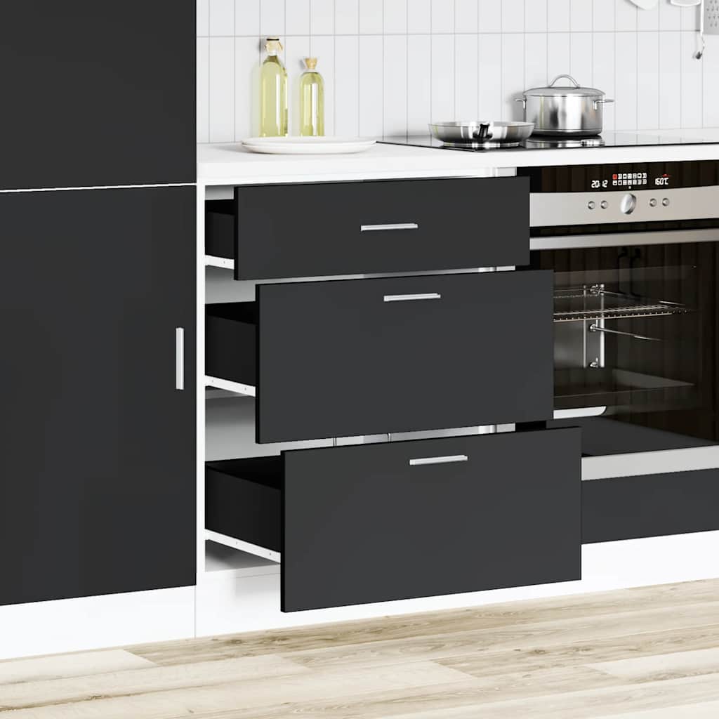 Armoire de cuisine noir bois d’ingénierie - Meubles de cuisine