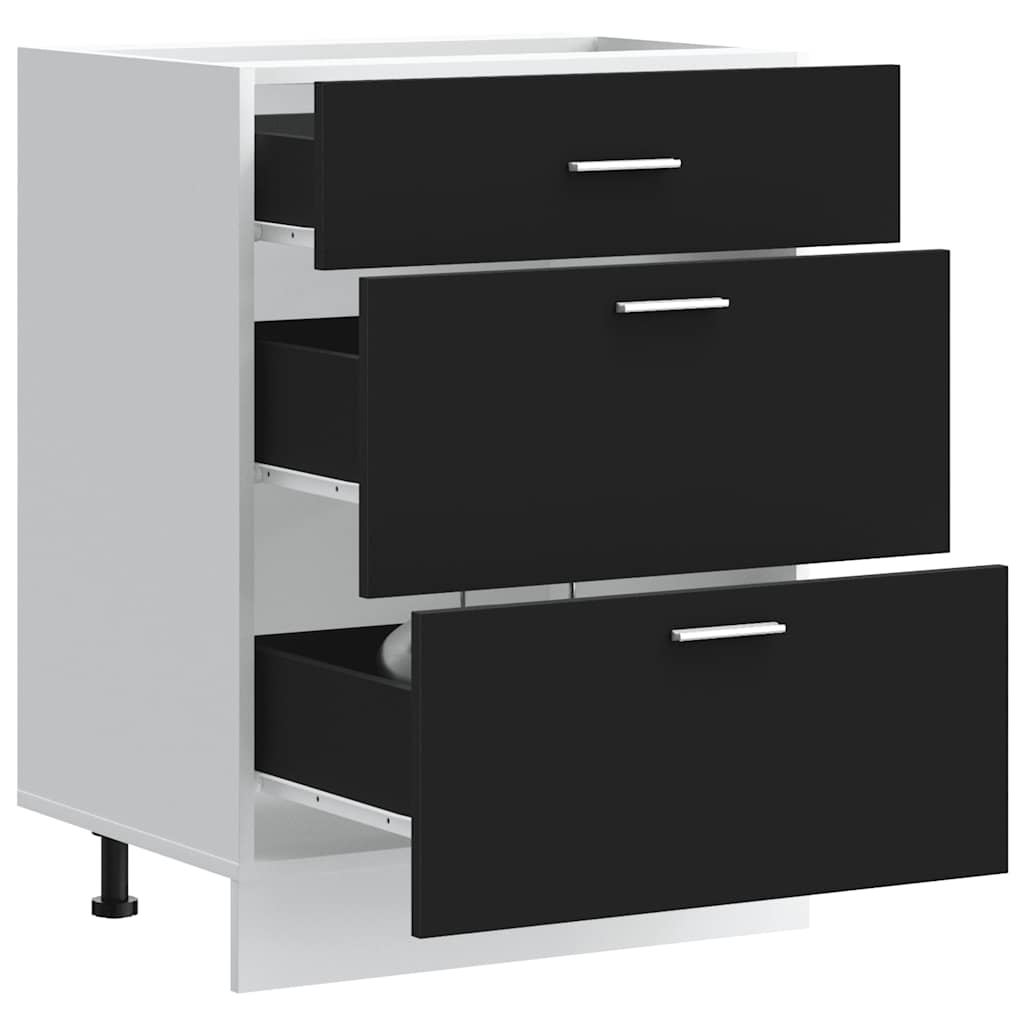 Armoire de cuisine noir bois d’ingénierie - Meubles de cuisine