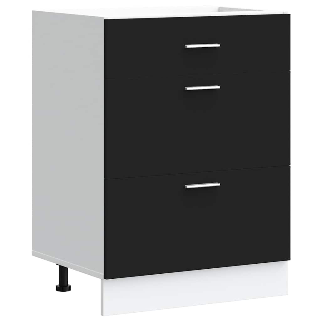 Armoire de cuisine noir bois d’ingénierie - Meubles de cuisine