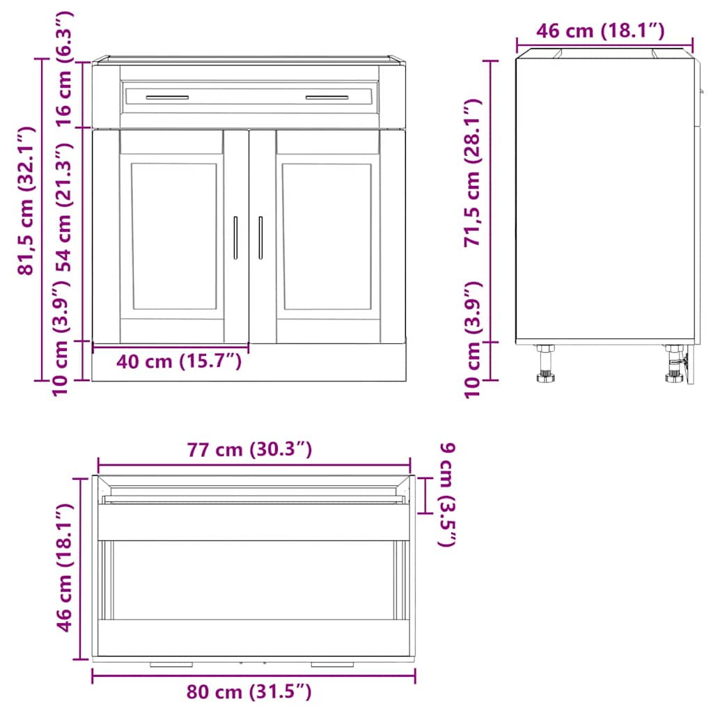 Armoire de cuisine Porto blanc brillant bois ingénierie - Meubles de cuisine